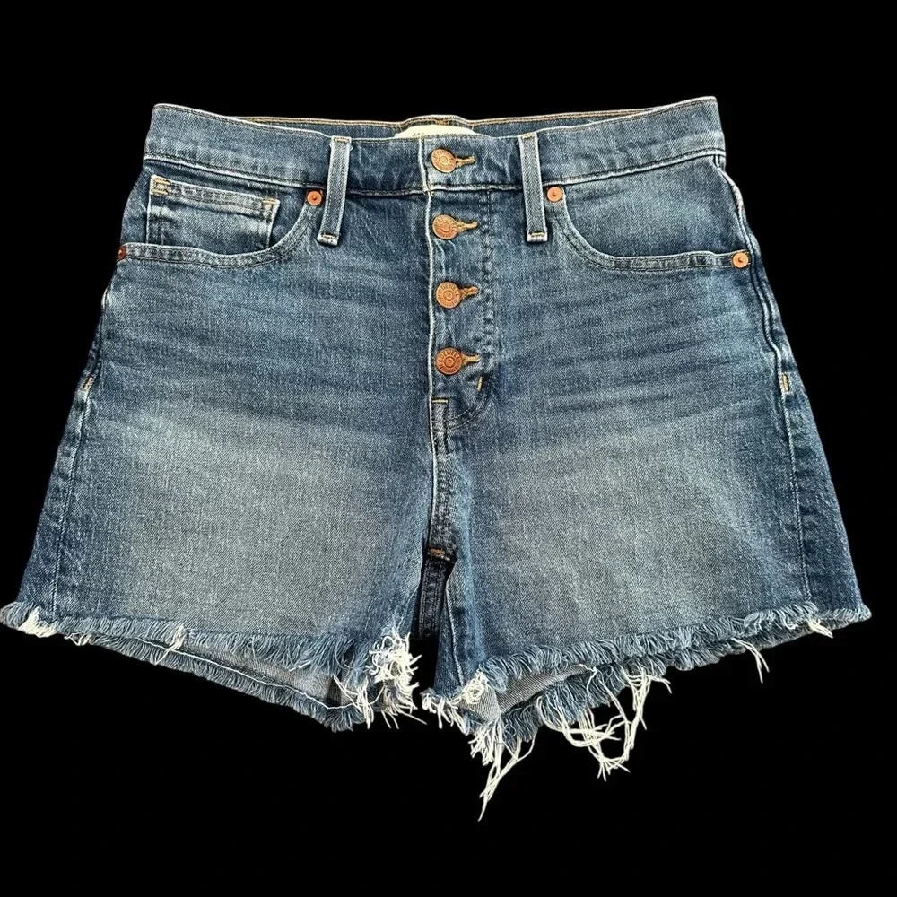 Madewell size 26 High Rise Denim Jean Shorts Button‎ Fly AJ238